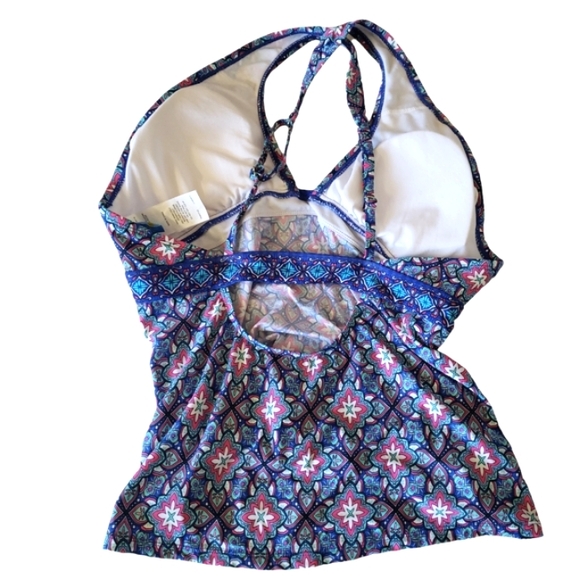 Coastal Zone By Jantzen Blue Floral Halter Swimming Top Only Women's Size L - Picture 4 of 13
